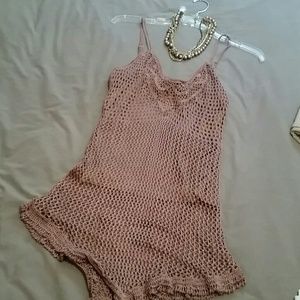 Bronze colored crochet tank NWOT